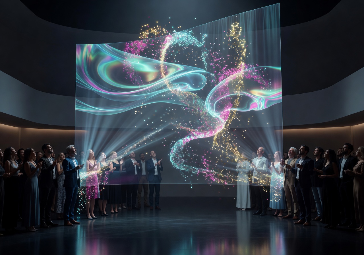 Hologram hour event with holographic celebration effects